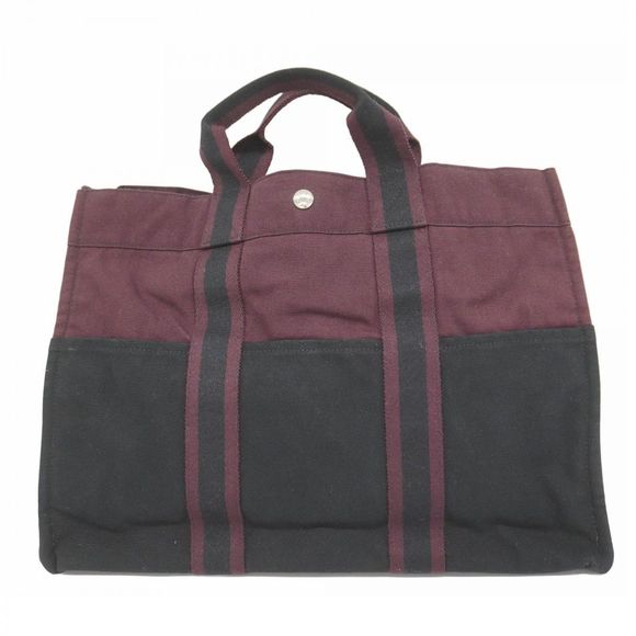 Hermès Foul Tote MM Canvas Tote Bag Black Bordeaux Silver Hardware  Men's Women' - Picture 1 of 16